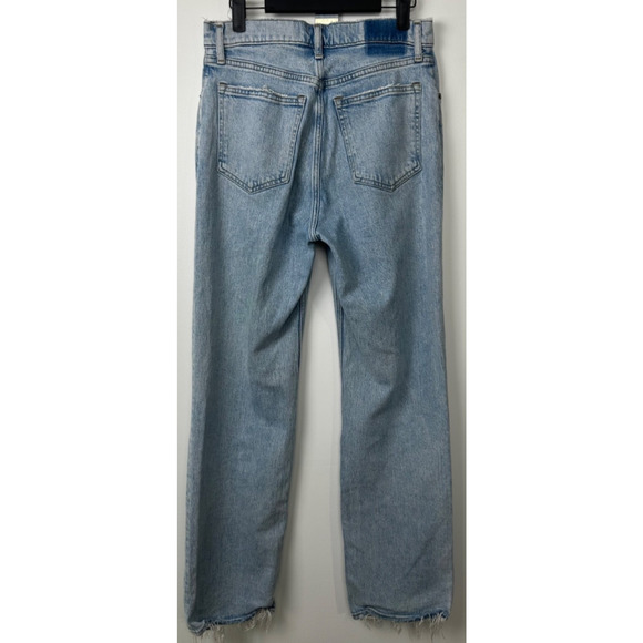 Abercrombie High rise 90’s Relaxed Raw Hem 28/8 Women’s Denim Light Wash D15 - Picture 4 of 7